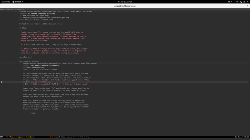 Notmuch reading a emacs-hackers mail