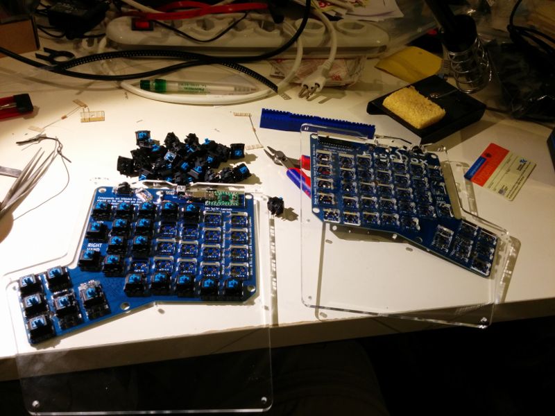ErgoDox keyboard halfway finished