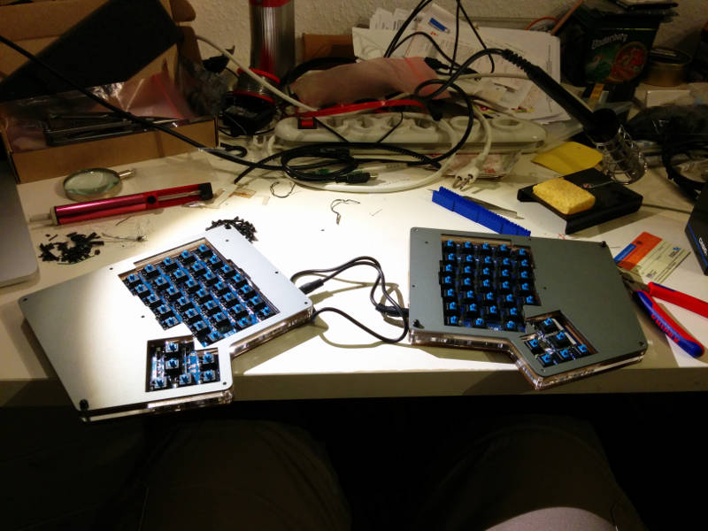 ErgoDox keyboard halfway finished